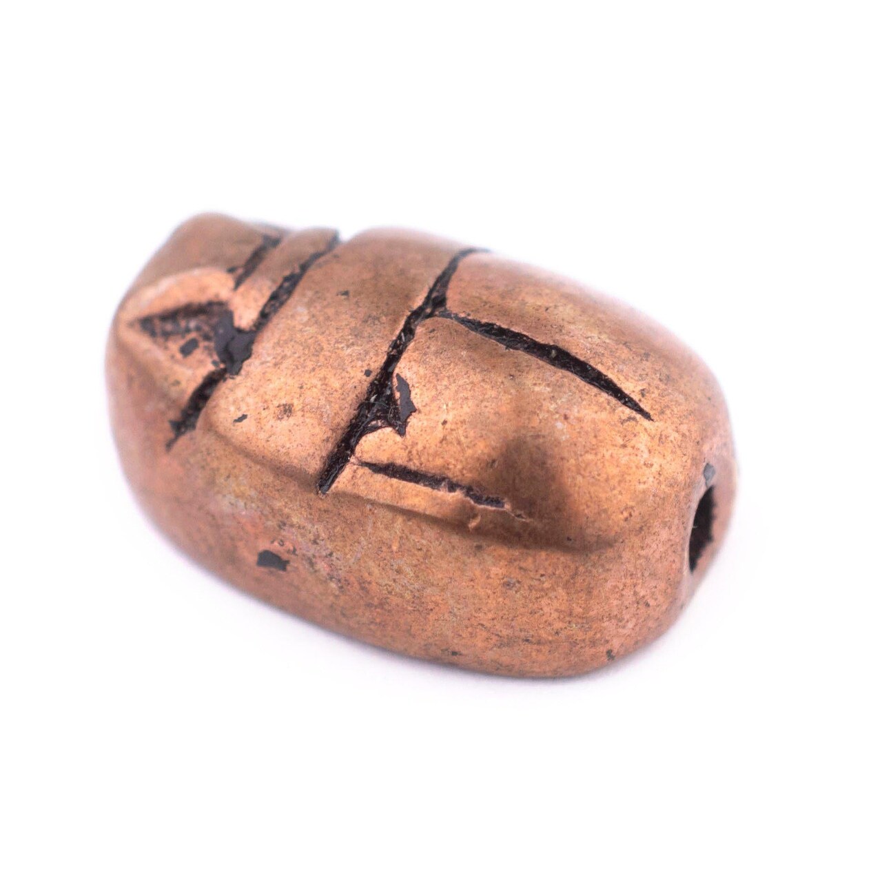 The Bead Chest Pharaonic Copper Scarab Bead 20x14mm Middle East Unusual Large Hole